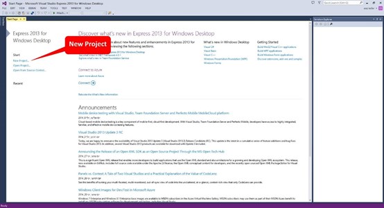 Visual Studio - Select New Project 